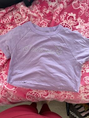 Lilac "Princess" Playboy Rhinestone Crop Top